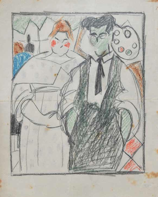 Pilar y Rafael, c. 1924‐26. Lápiz sobre papel, 23 x 19 cm.