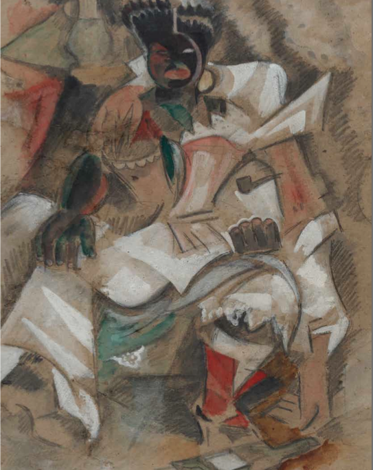 Estampones_ Negra y marineros, c.1928. Acuarela sobre cartón, 60 x 44,5 cm.