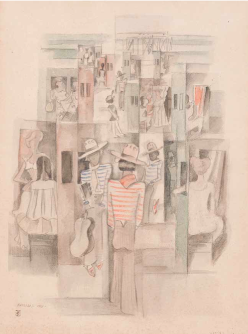 Estampones_Los taitas, 1928. Acuarela y lápiz sobre papel, 62 x 46 cm.