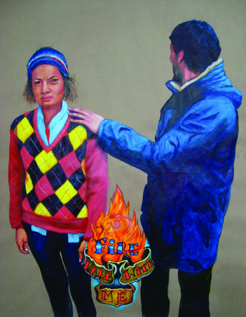 Amalia y Rafa, 2005. Acrílico sobre papel, 100x150cm