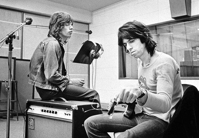 Mick Jagger y Keith Richards en el estudio durante la grabación de Exile n Main Street